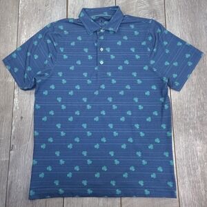 Johnnie-O Shirt Mens Large Blue Clover Print Golf Short Sleeve Preppy Top